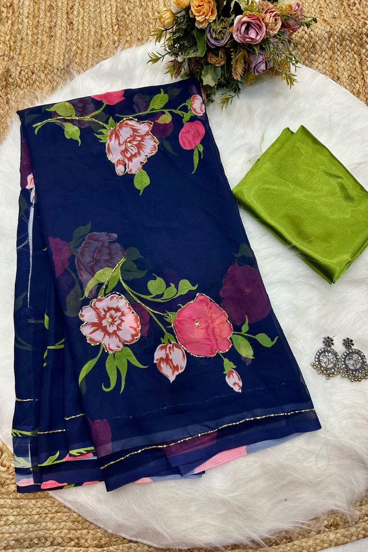 Be Belle Georgette Silk Saree