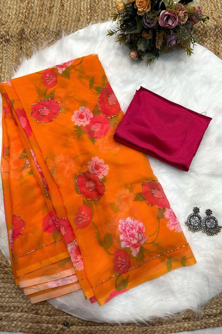 Be Belle Georgette Silk Saree