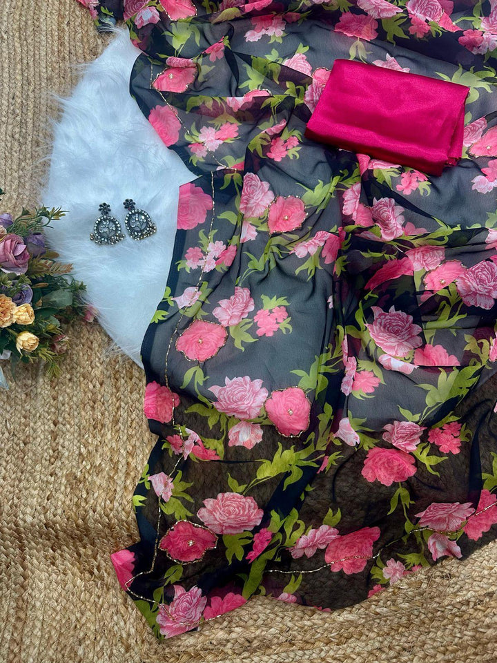 Be Belle Georgette Silk Saree