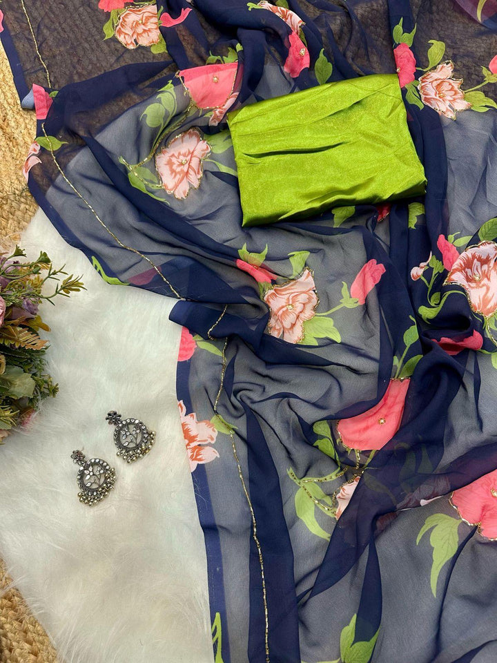 Be Belle Georgette Silk Saree