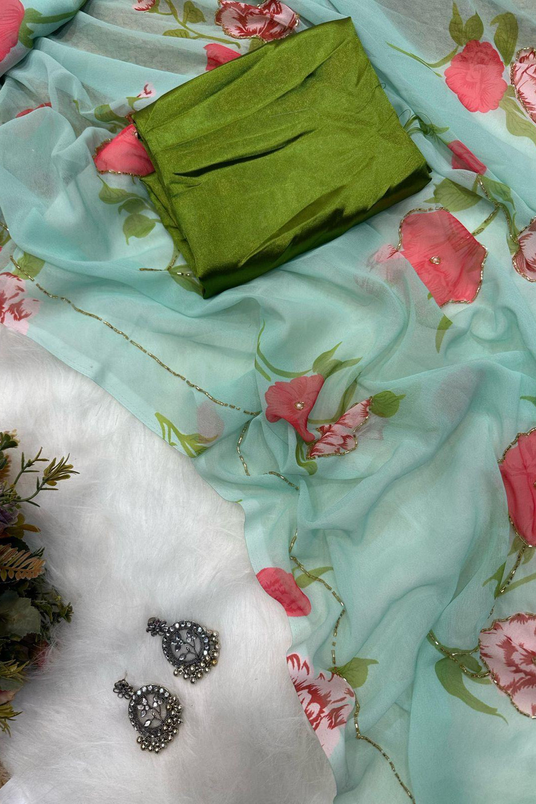 Be Belle Georgette Silk Saree