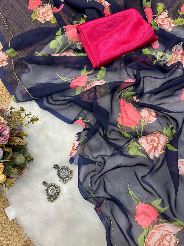 Be Belle Georgette Silk Saree