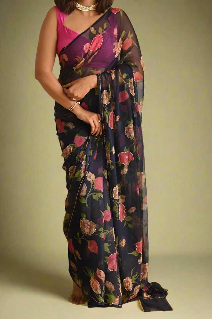 Be Belle Georgette Silk Saree