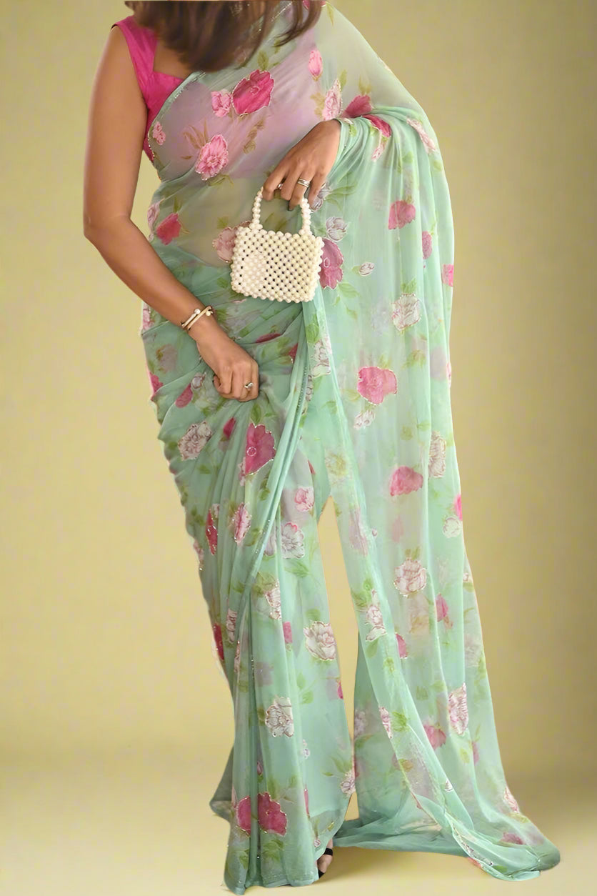 Be Belle Georgette Silk Saree