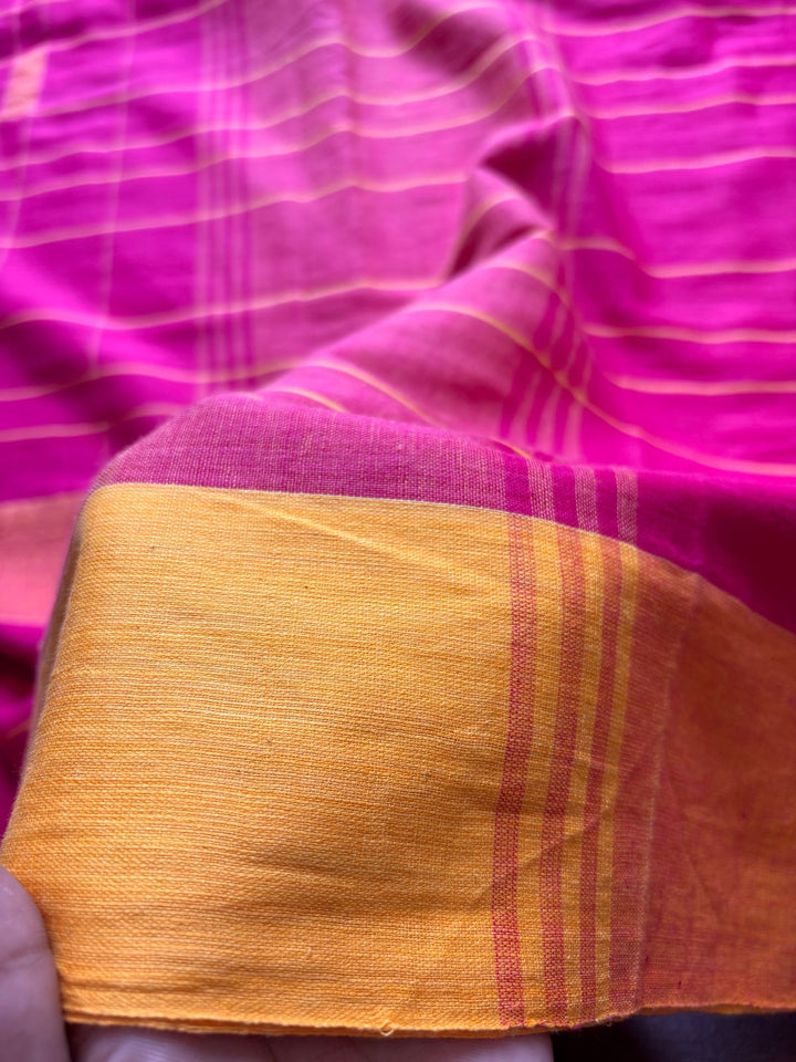 Check Style Bengal Khadi Cotton Saree