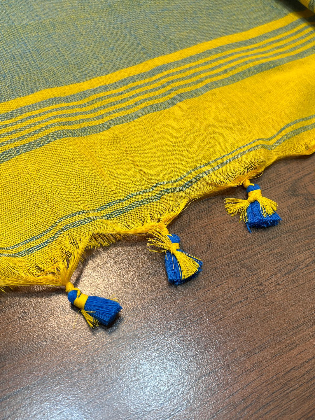 Yellow Flowers Khadi Cotton Saree