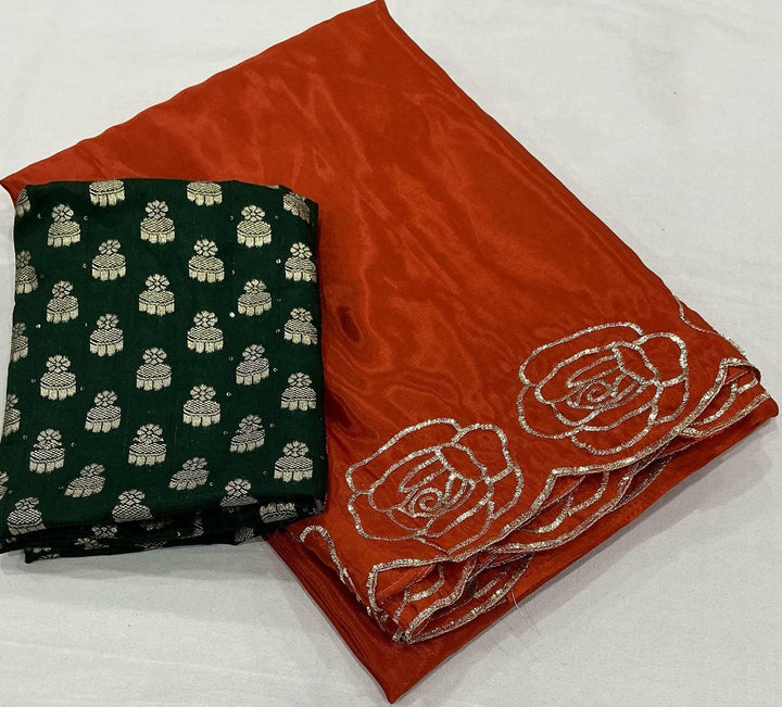 The Metaphors Sky Tussar Satin Silk Saree