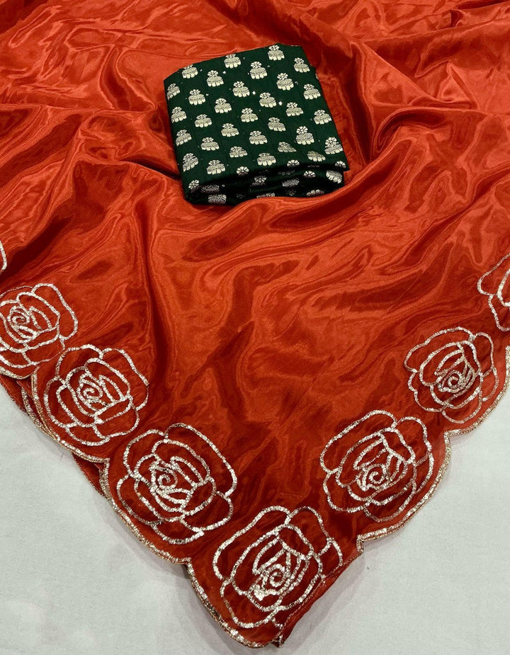 The Metaphors Sky Tussar Satin Silk Saree