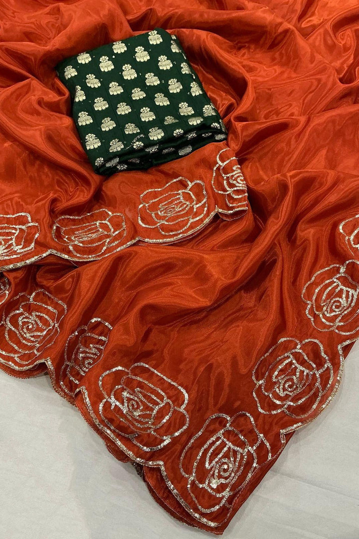 The Metaphors Sky Tussar Satin Silk Saree