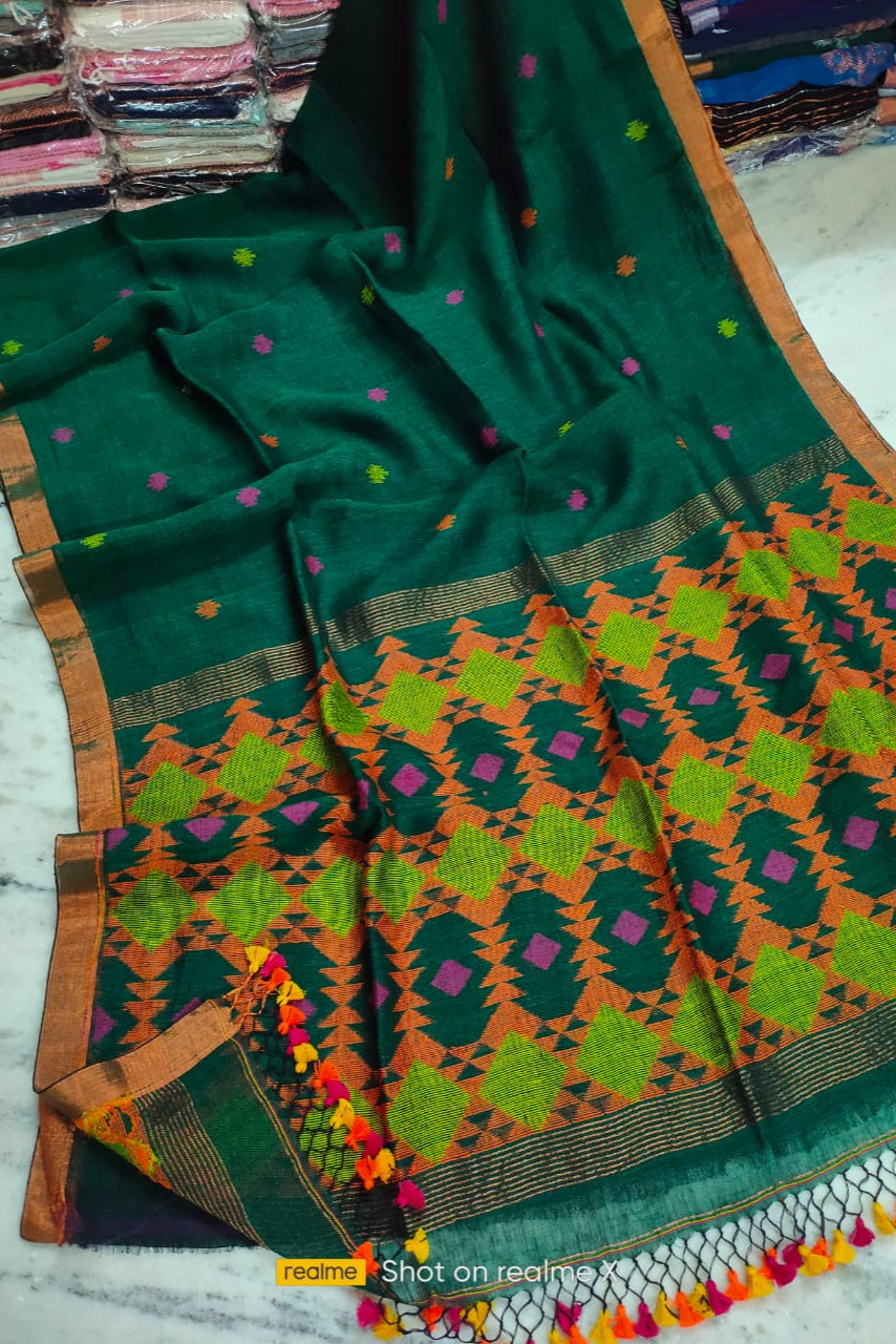 The Flow Of Bengal Linen Jamdani Saree