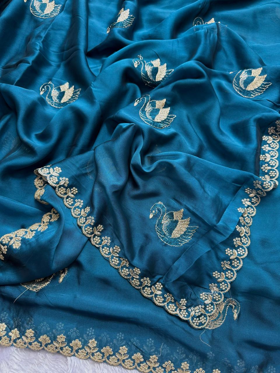 Castle Queen Blue Rangoli Silk Saree