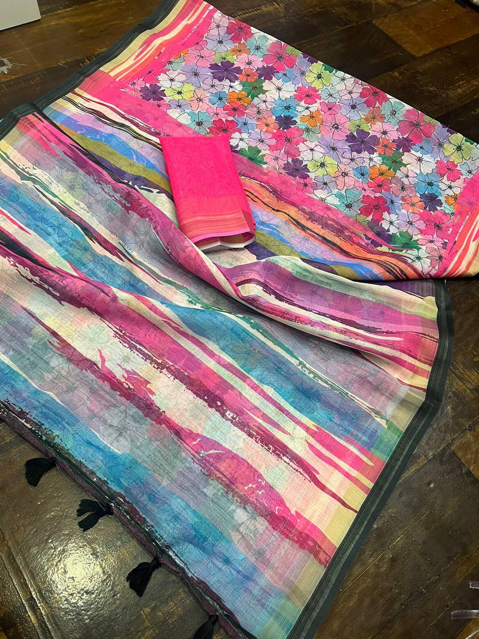 Starry Nights Fancy Linen Saree