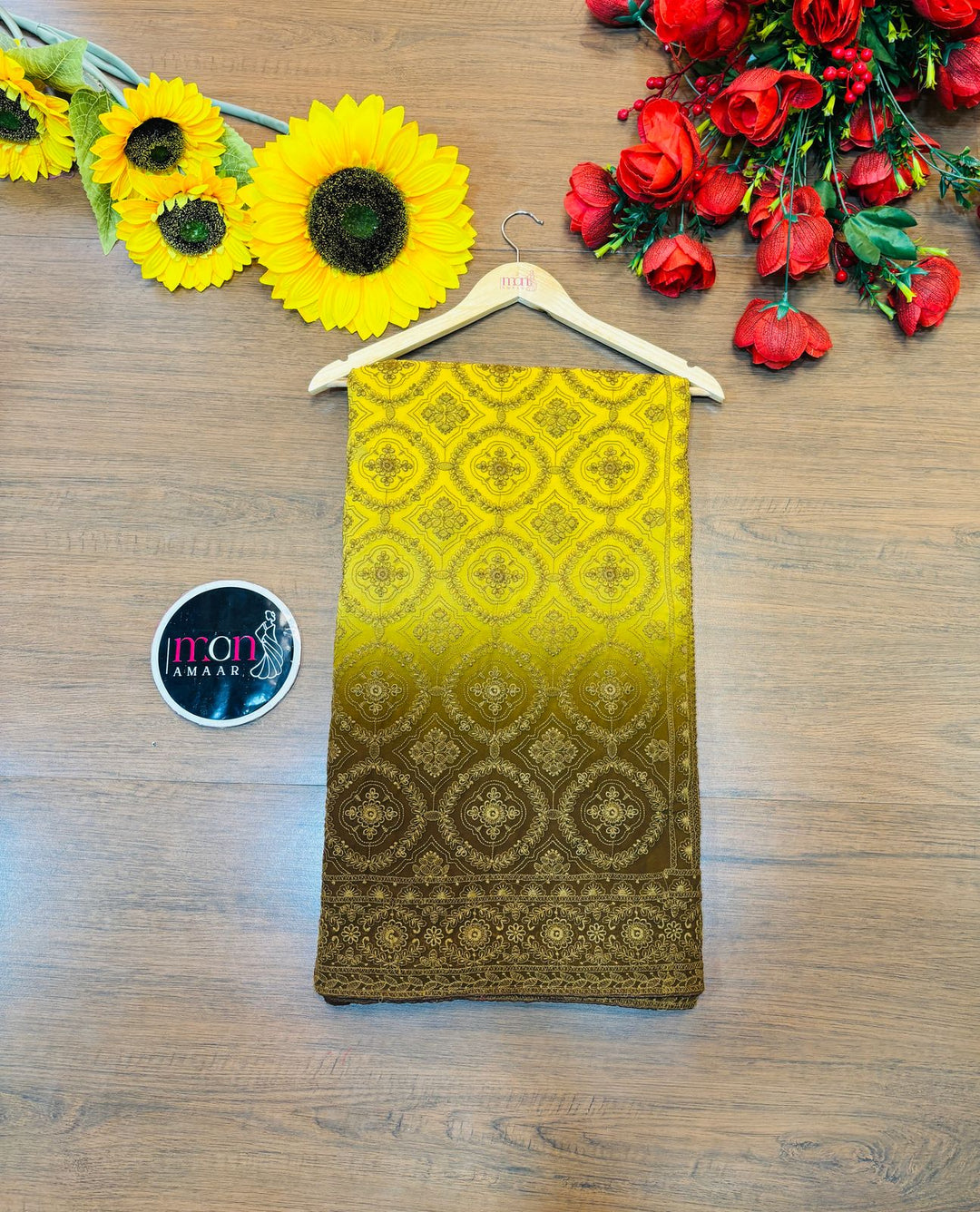 Spill the beans Of Beauty(Embroidery Saree)