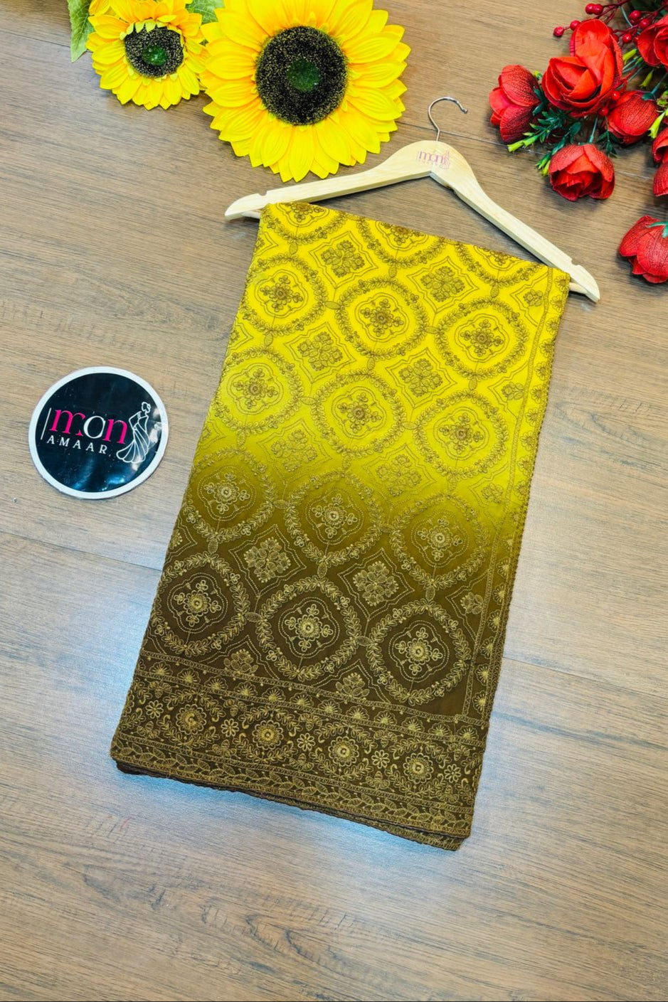 Spill the beans Of Beauty(Embroidery Saree)