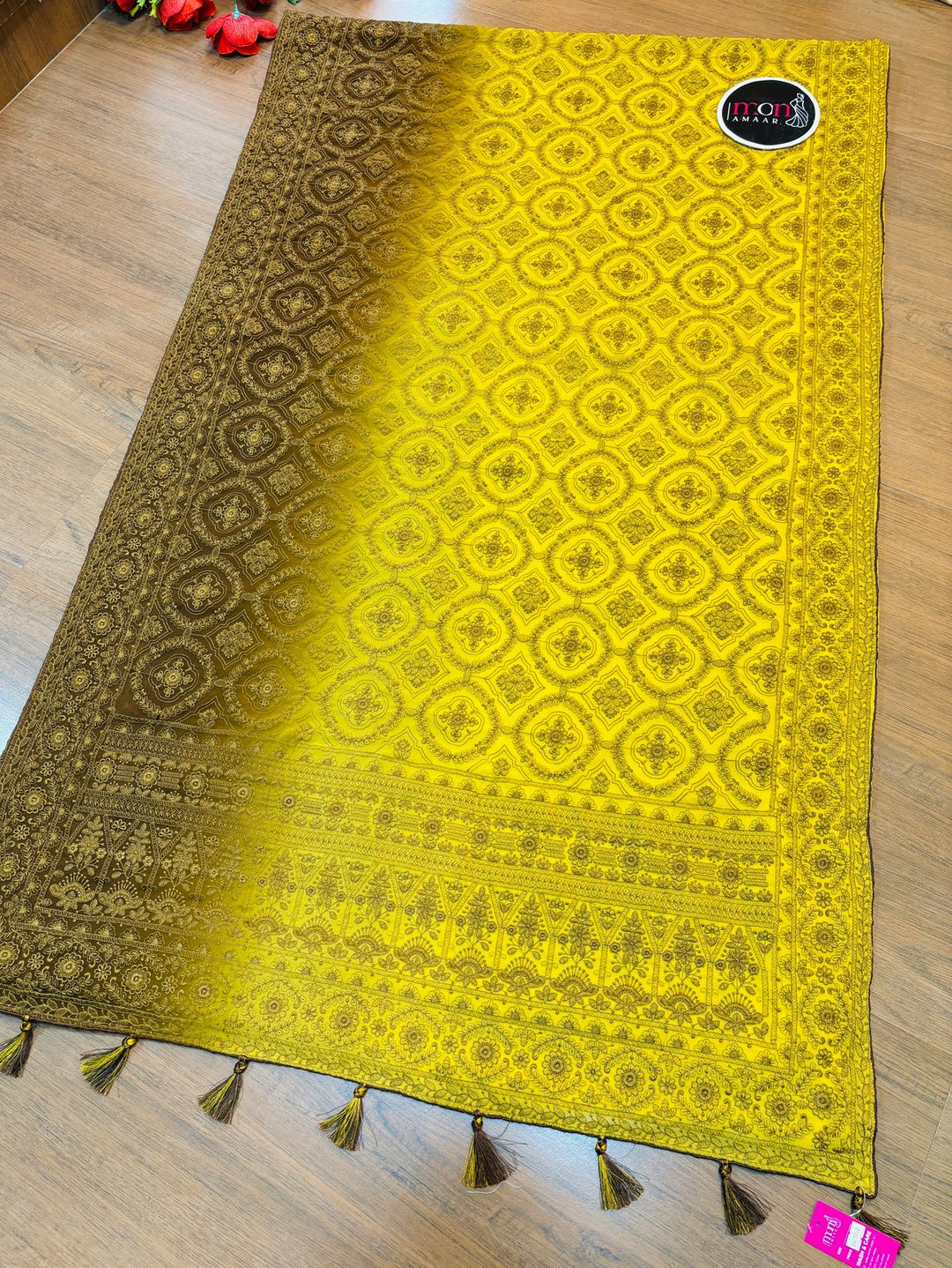 Spill the beans Of Beauty(Embroidery Saree)