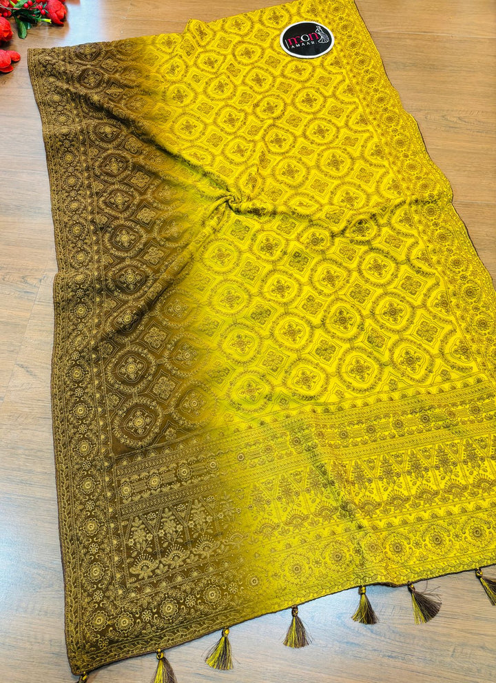 Spill the beans Of Beauty(Embroidery Saree)