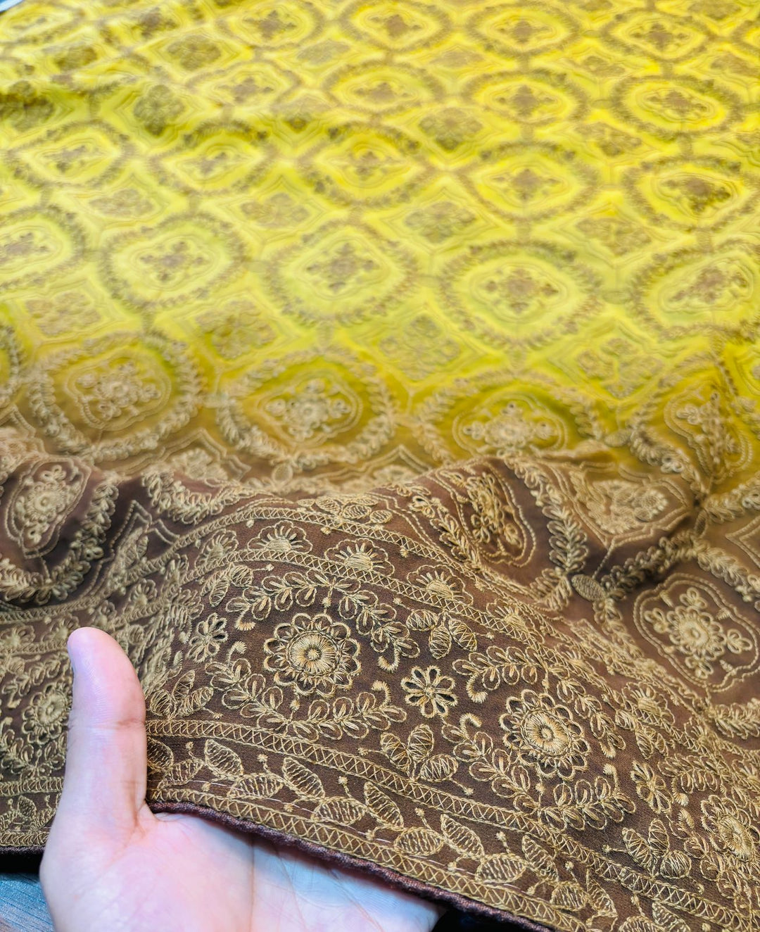 Spill the beans Of Beauty(Embroidery Saree)