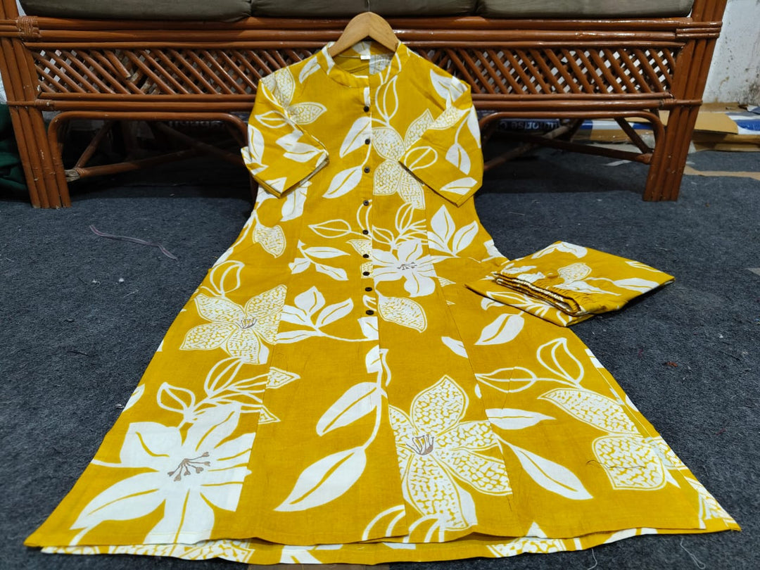 Enthusiastic Yellow Cotton Coord Set