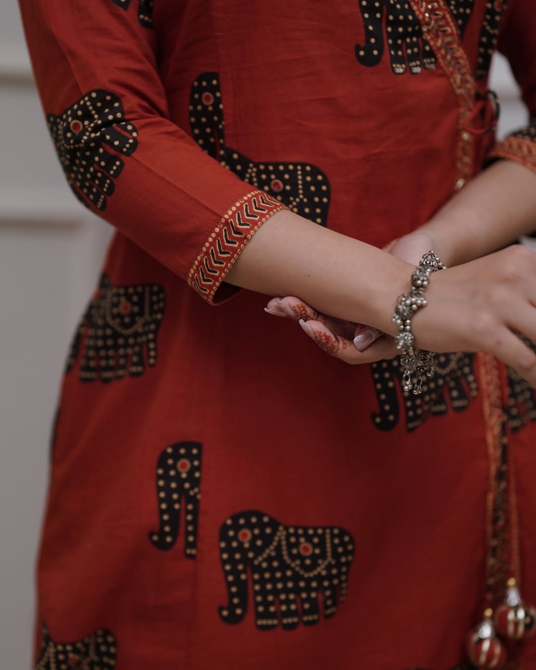 Elephant Print Cotton Kurti Set