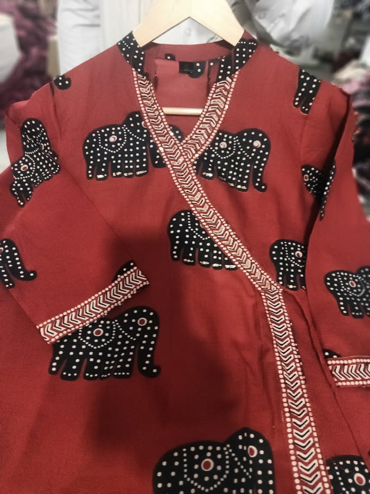 Elephant Print Cotton Kurti Set