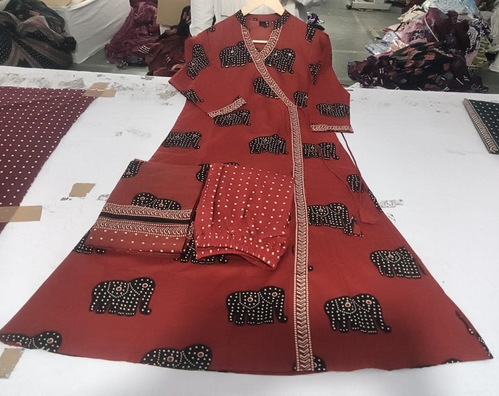 Elephant Print Cotton Kurti Set