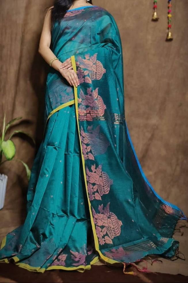 Bichitra Ananda Cotton Silk Jamdani Saree