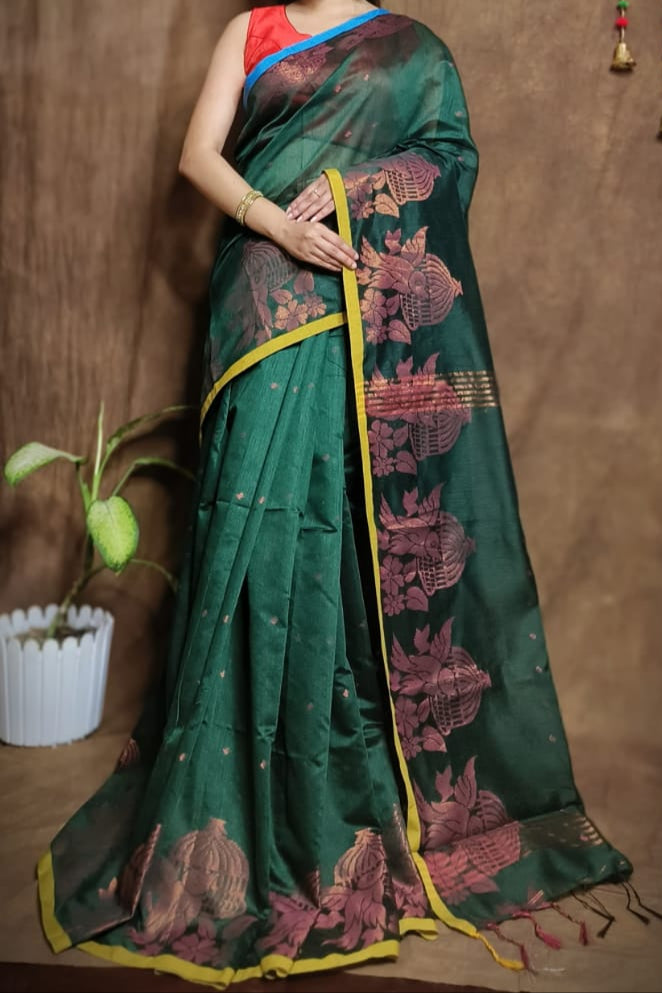 Bichitra Ananda Cotton Silk Jamdani Saree