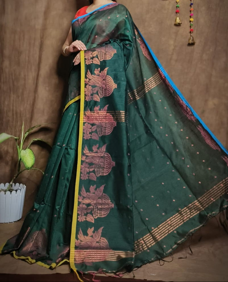 Bichitra Ananda Cotton Silk Jamdani Saree