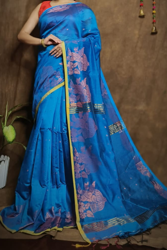 Bichitra Ananda Cotton Silk Jamdani Saree