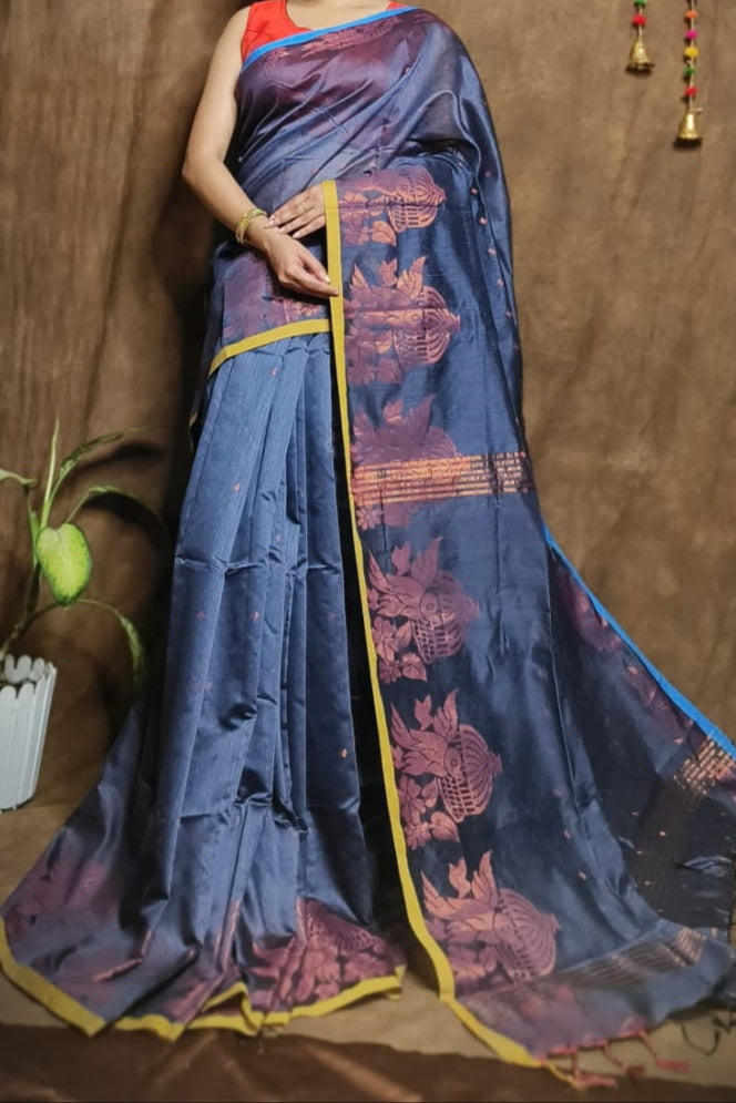 Bichitra Ananda Cotton Silk Jamdani Saree