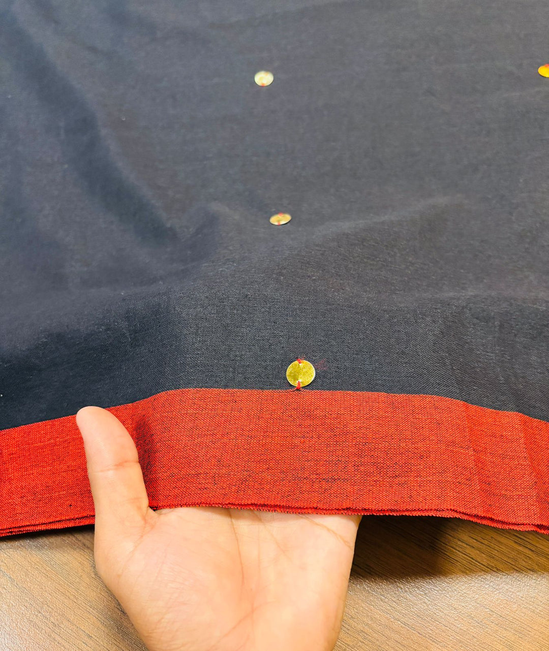 Black Gini Bengal Khadi Saree