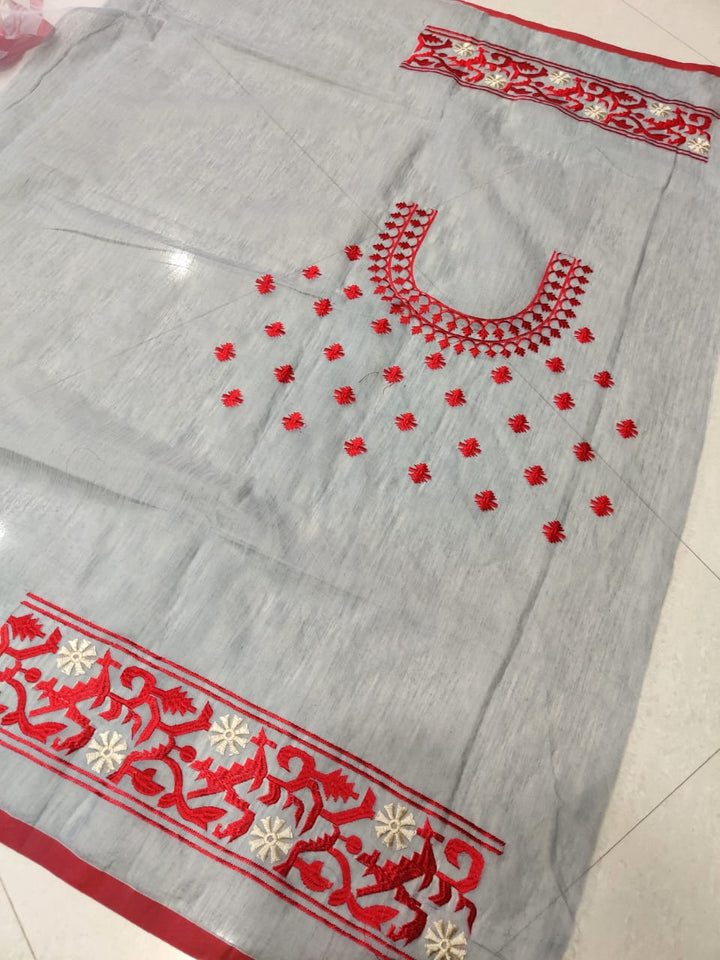 Kadambari Muslin Resham Saree