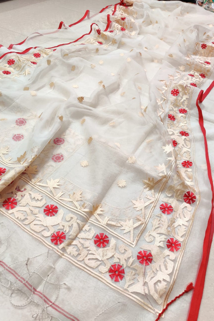 Kadambari Muslin Resham Saree