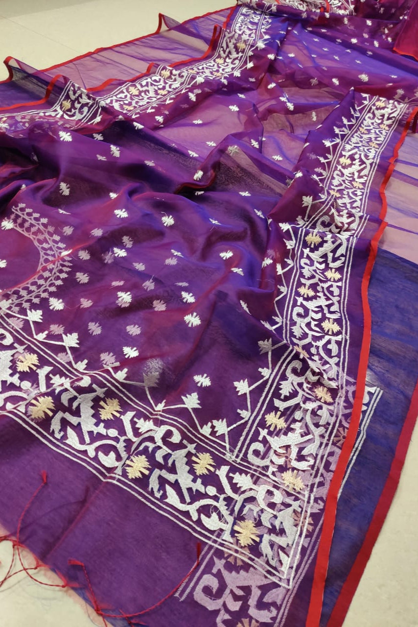 Kadambari Muslin Resham Saree