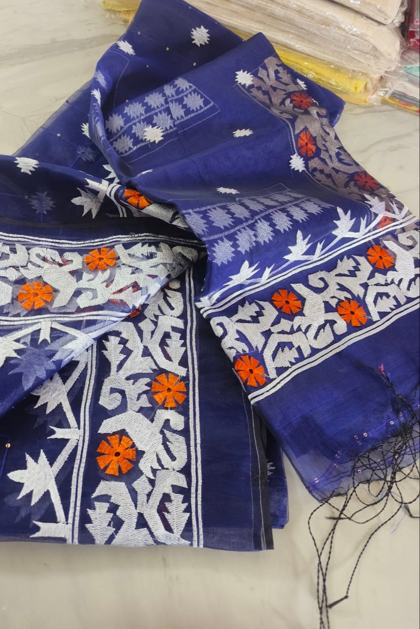Kadambari Muslin Resham Saree