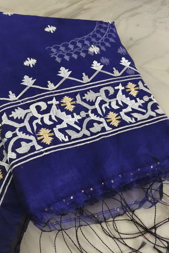 Kadambari Muslin Resham Saree