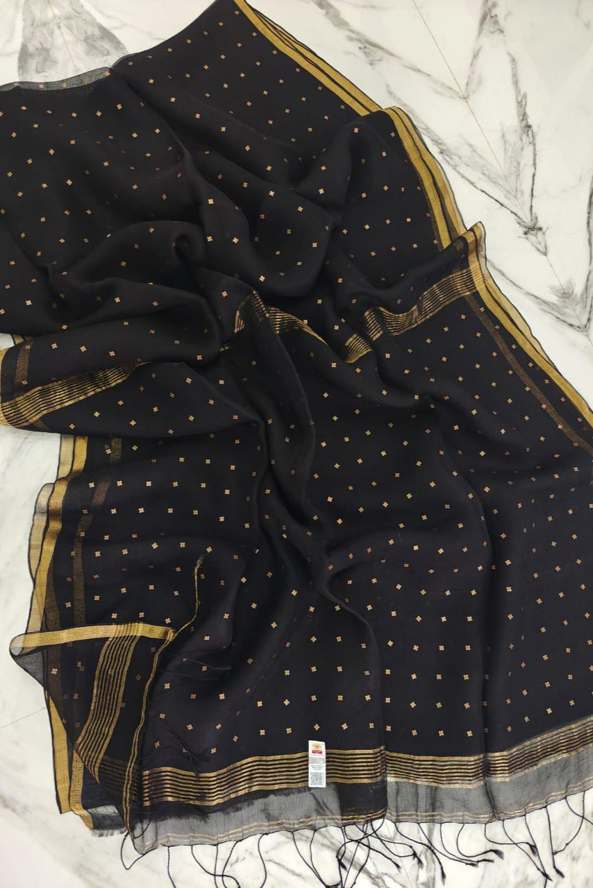 AkashGanga Muslin Resham Saree