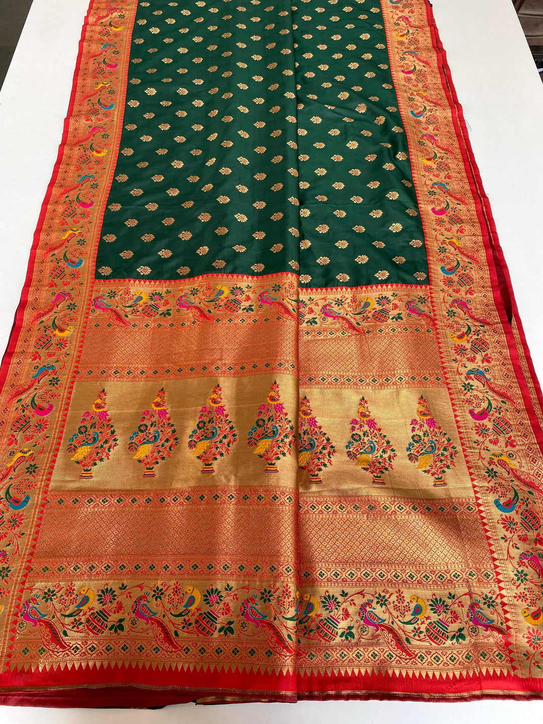 Festival Of Lights Paithani Green Silk Saree