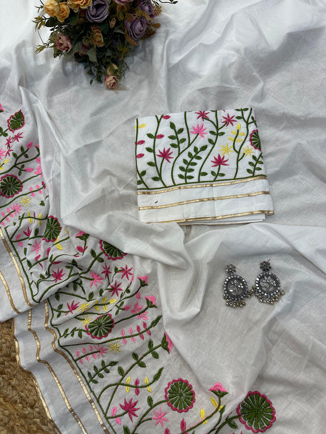 Cool-ish White Cotton Saree