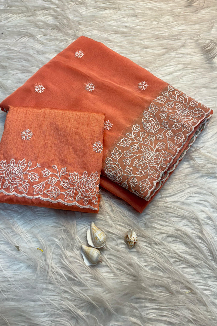 Cloud Swirls Tussar Silk Saree