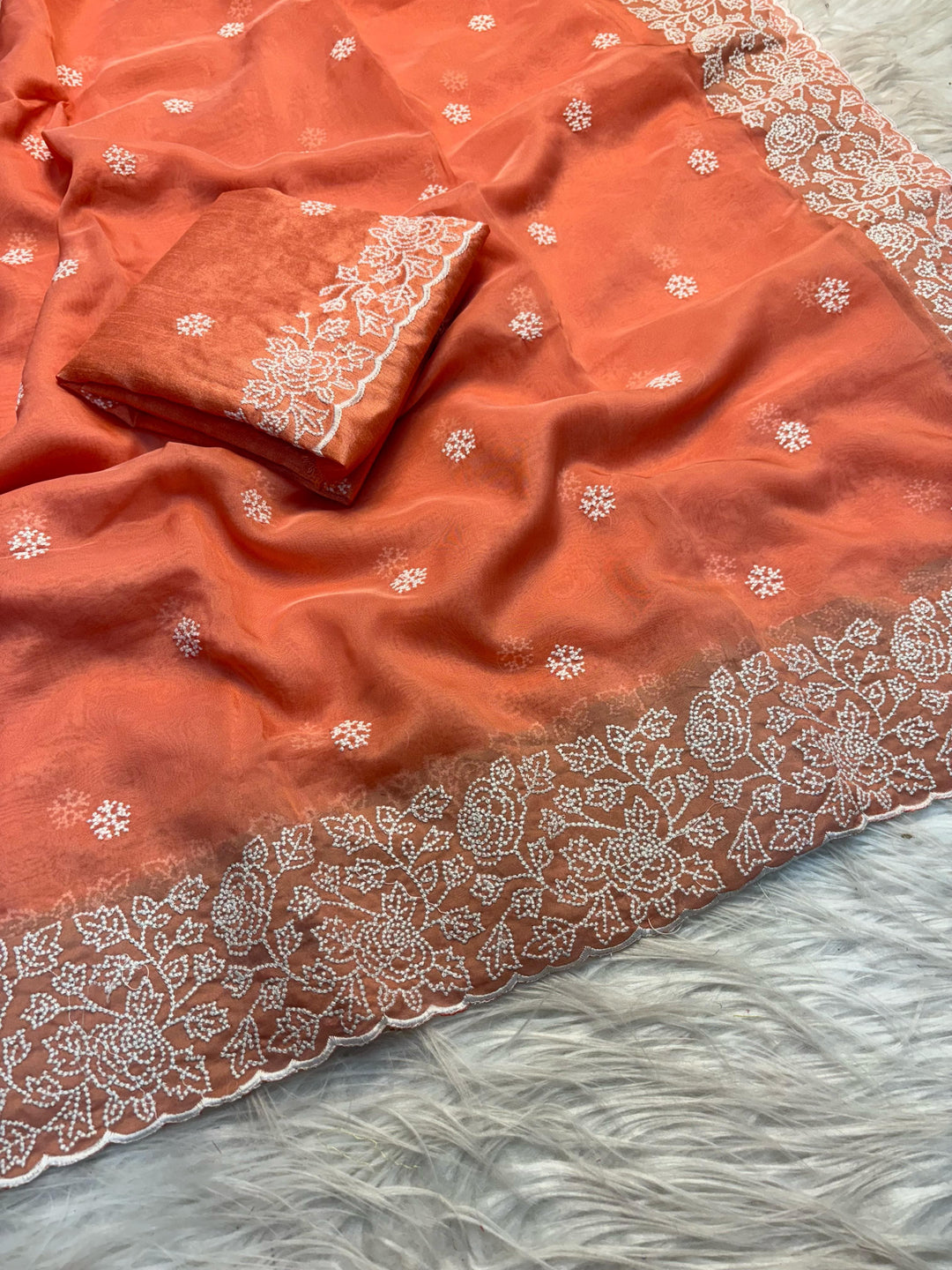 Cloud Swirls Tussar Silk Saree