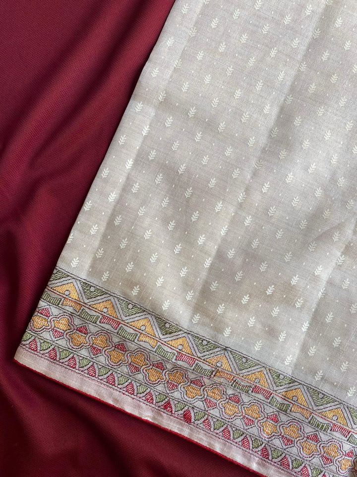 White Bird Tussar Silk Saree