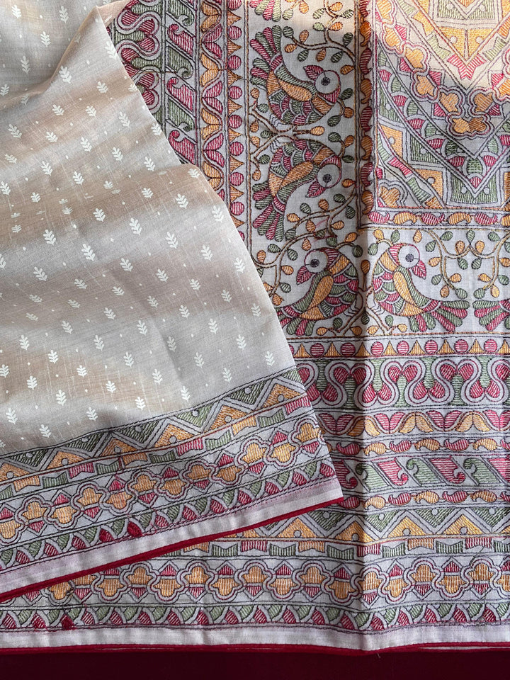 White Bird Tussar Silk Saree