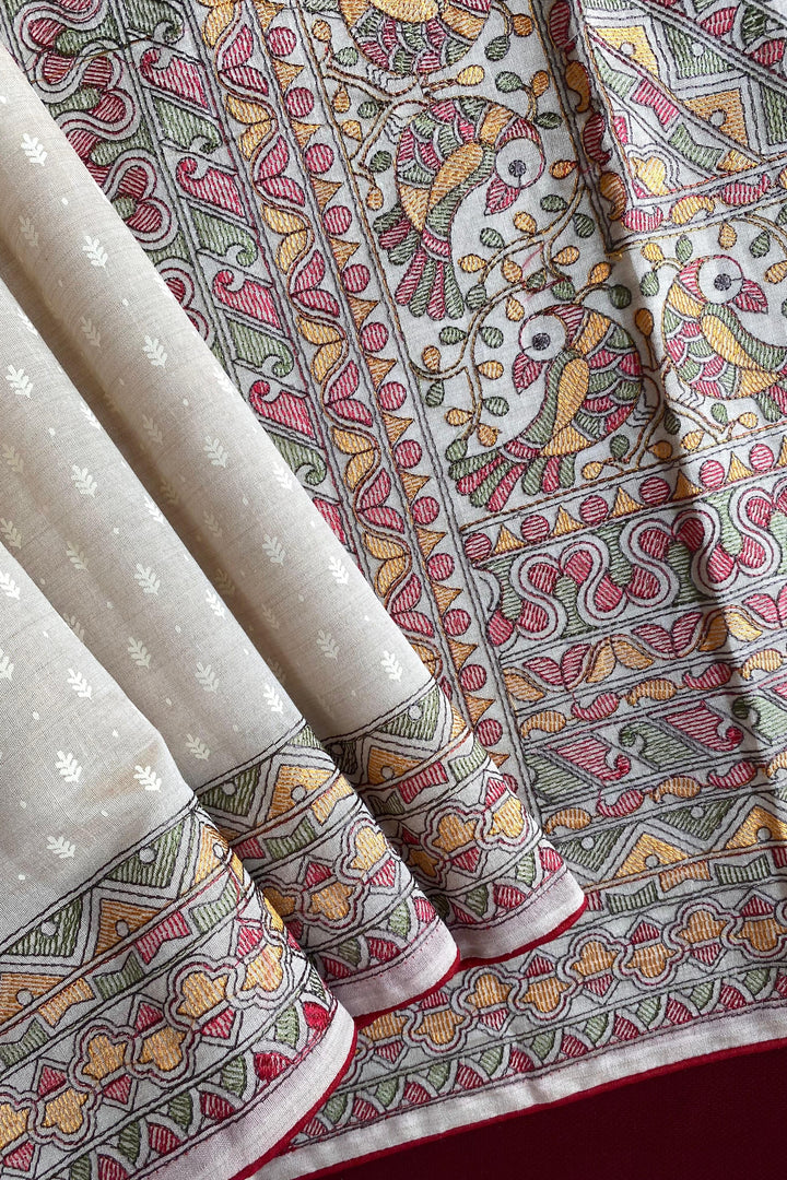 White Bird Tussar Silk Saree