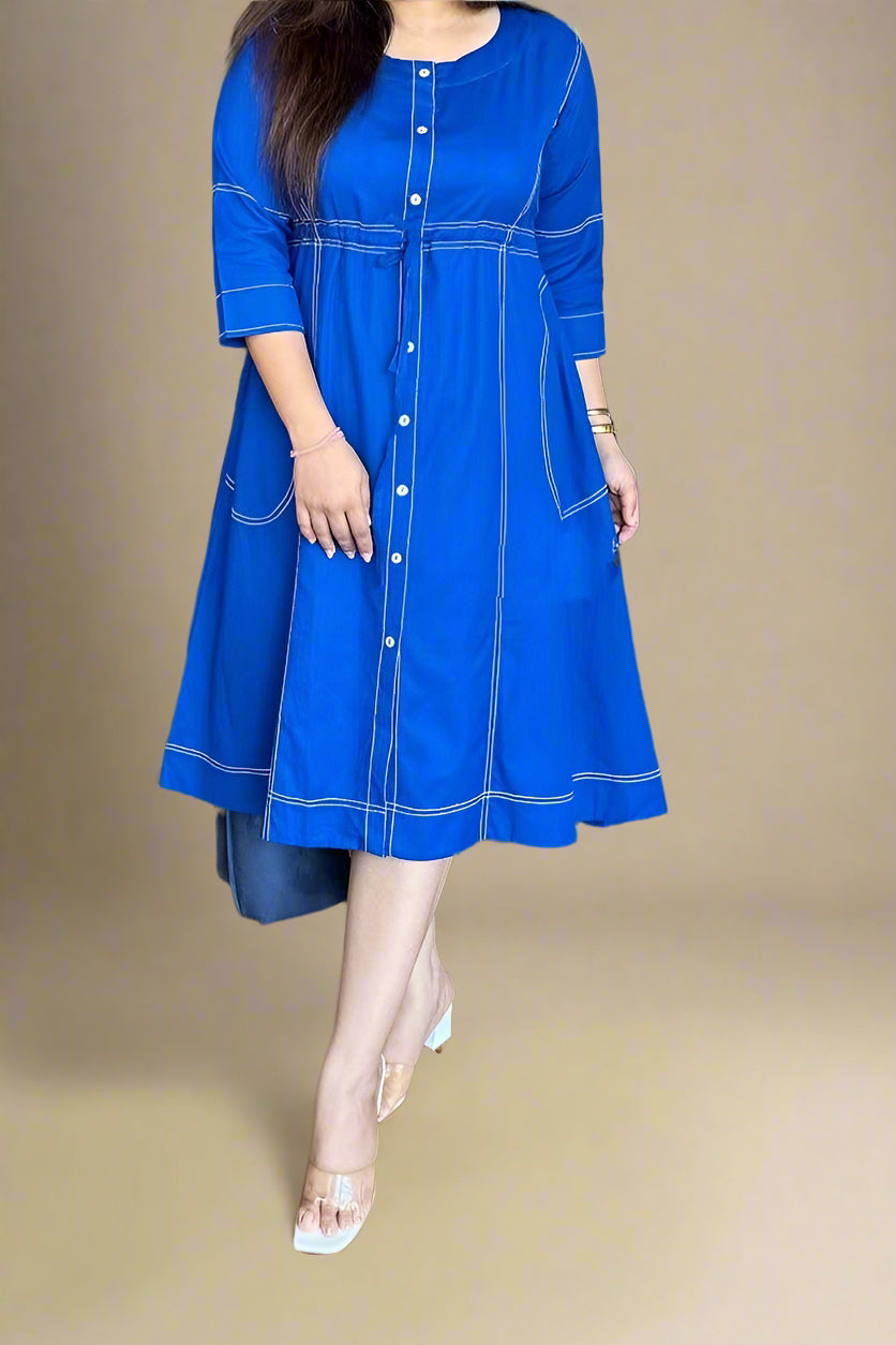 Blazing Art Blue Cotton Dress