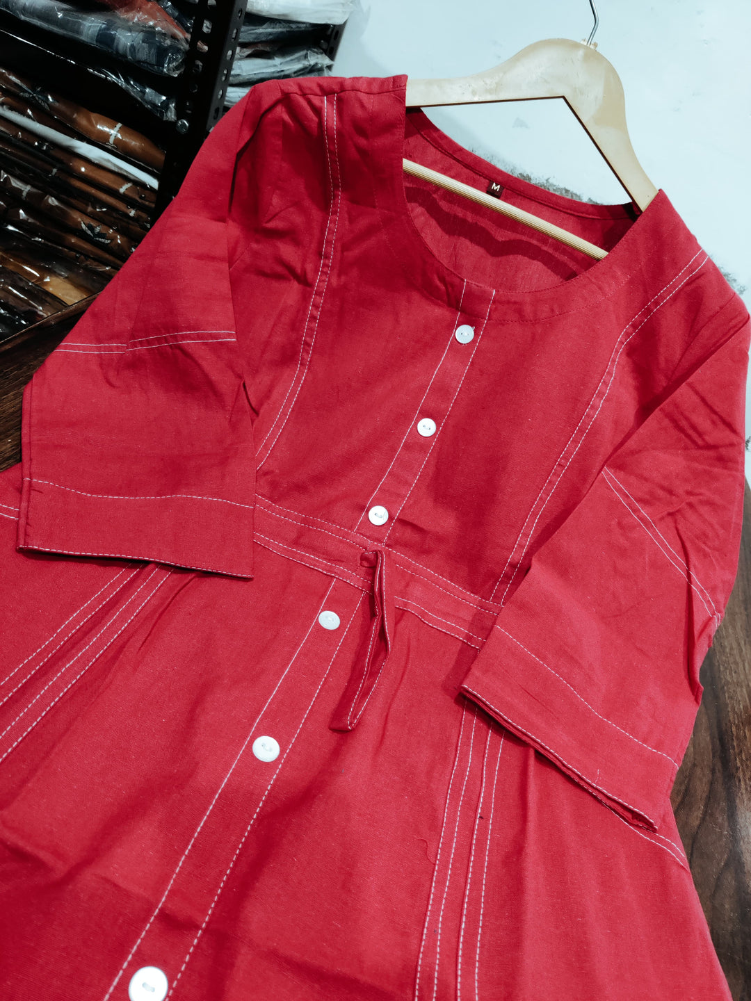 Blazing Art Red Cotton Dress