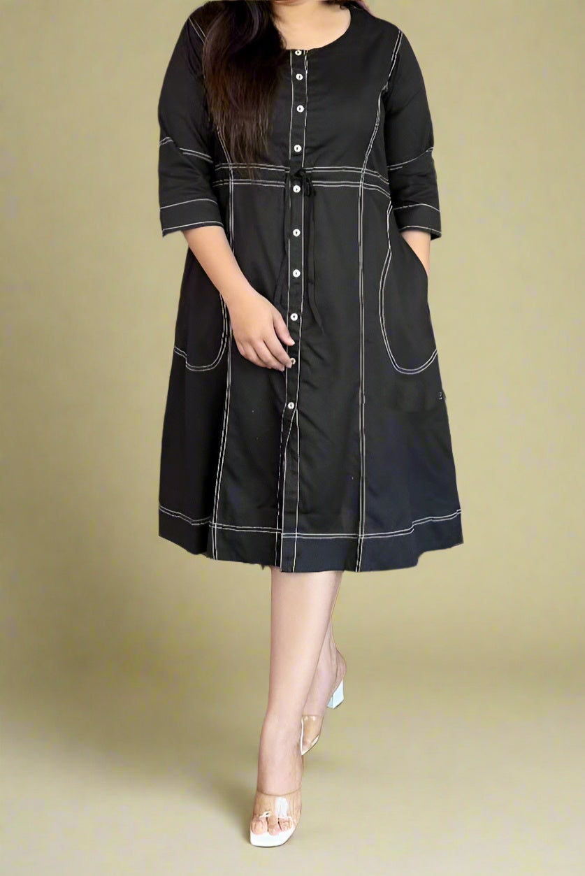 Blazing Art Black Cotton Dress