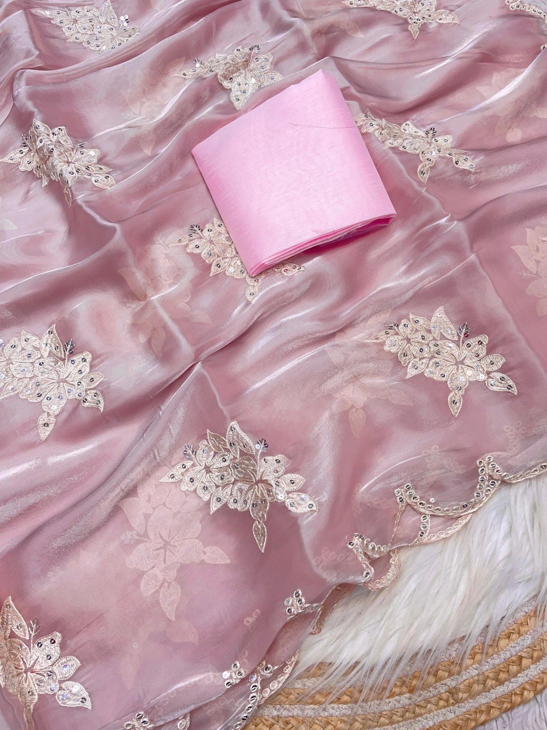 Rocks With Blue  fancy silk  Saree