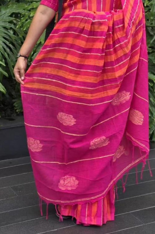 Beauty In Routine linen Banarasi Saree