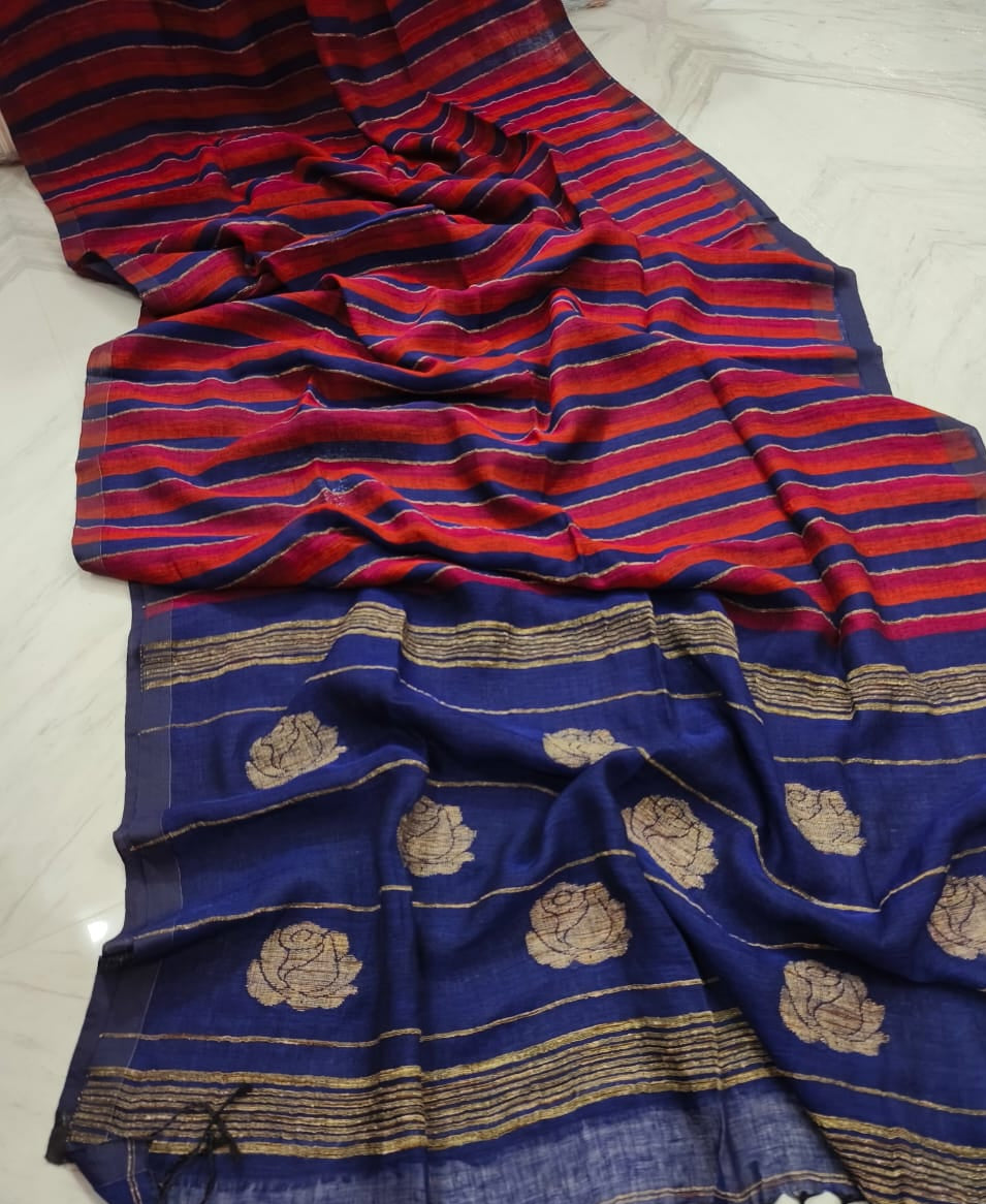 Beauty In Routine linen Banarasi Saree